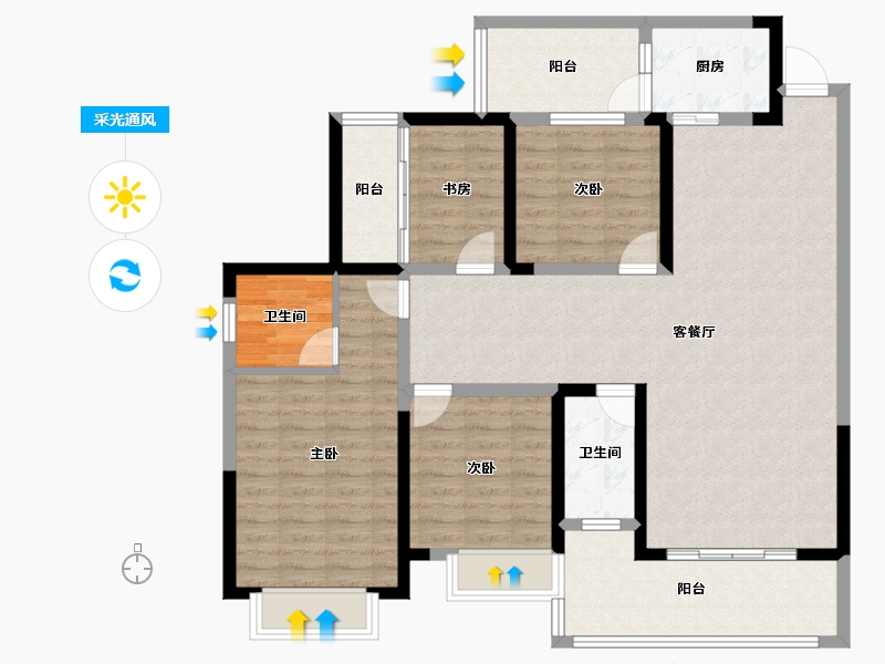 广西壮族自治区-玉林市-广恒中央城-119.21-户型库-采光通风