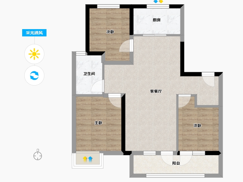 山东省-济南市-万科正荣天宸-72.14-户型库-采光通风