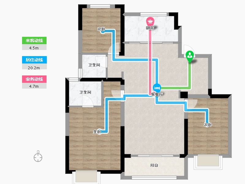 天津-天津市-泉上文华-95.45-户型库-动静线