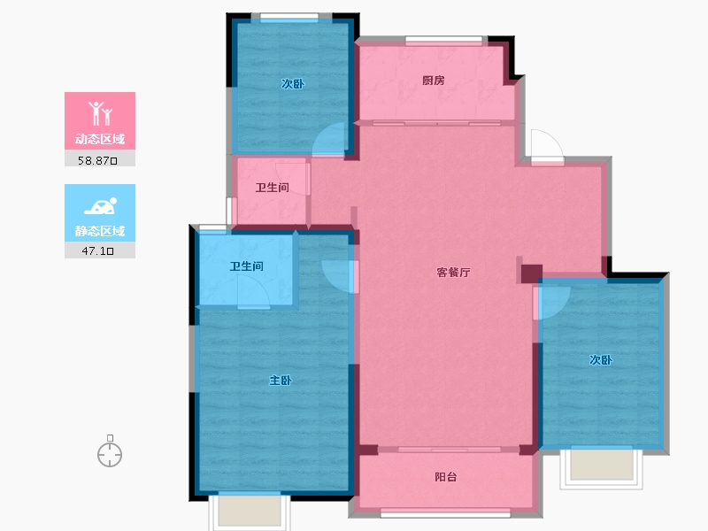 天津-天津市-泉上文华-95.45-户型库-动静分区