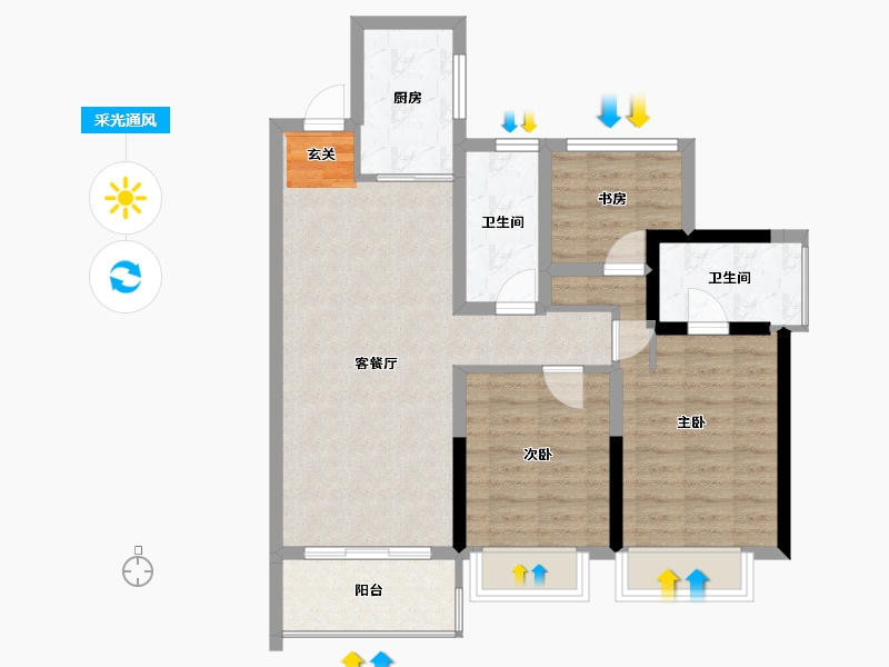 黑龙江省-鹤岗市-金众・麒麟公馆-78.24-户型库-采光通风