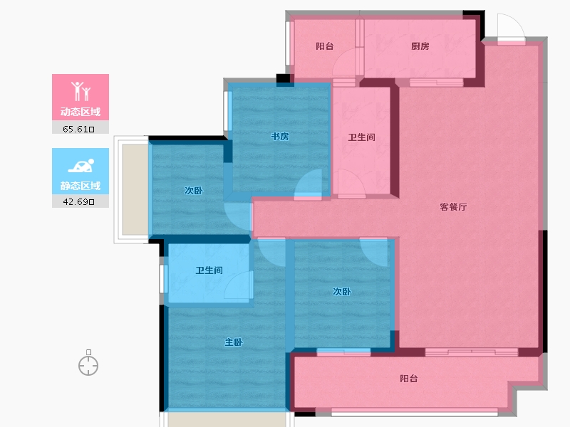 重庆-重庆市-泰吉同诚悦府-96.03-户型库-动静分区