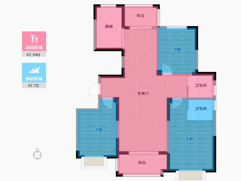 江苏省-扬州市-中远新润园-94.96-户型库-动静分区