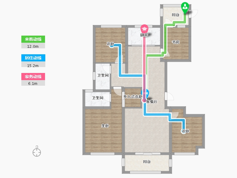 云南省-昆明市-碧桂园樾府-113.02-户型库-动静线