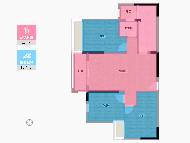 重庆-重庆市-北大资源海樾府-67.24-户型库-动静分区