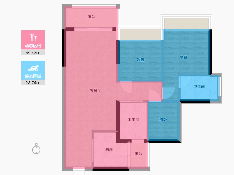 广东省-佛山市-龙光玖龙湖-69.58-户型库-动静分区