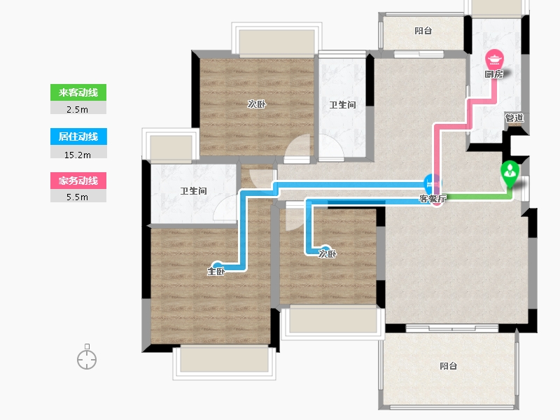 海南省-海口市-碧桂园半岛南湾-95.53-户型库-动静线