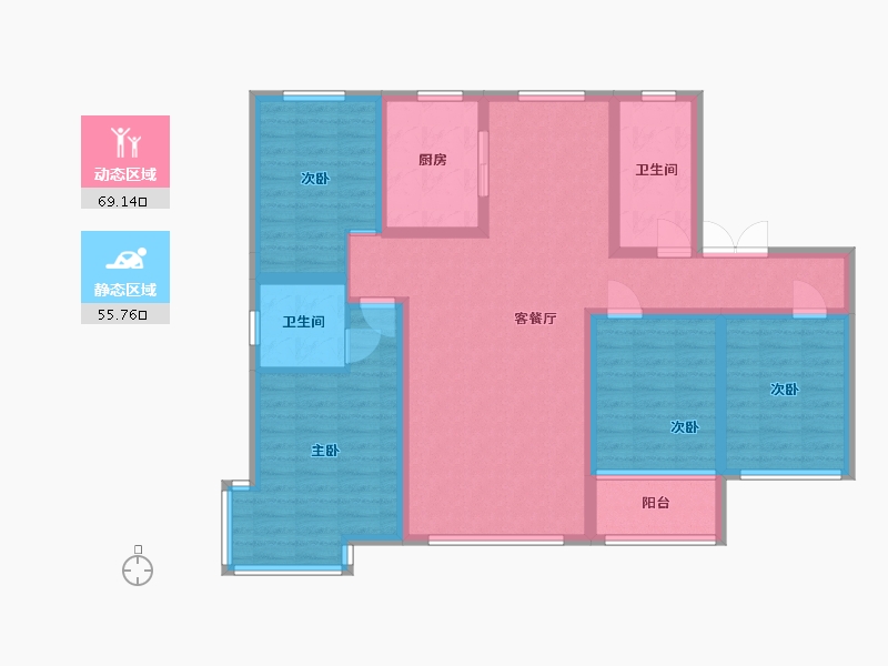 青海省-海东市-嘉和鸿府-111.13-户型库-动静分区