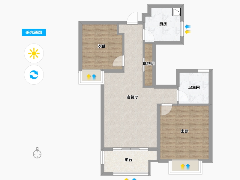 江苏省-南京市-金地自在城-66.01-户型库-采光通风