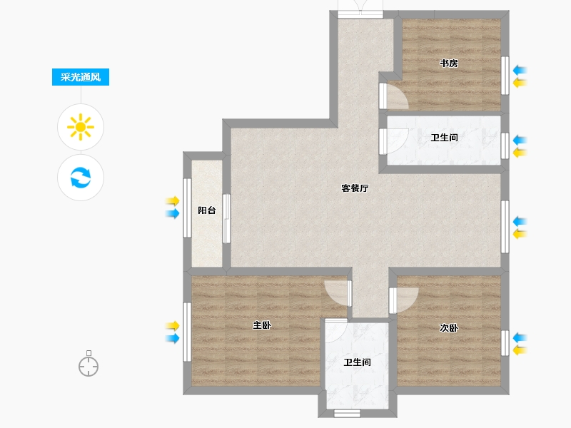 天津-天津市-汇秀庭苑-85.18-户型库-采光通风