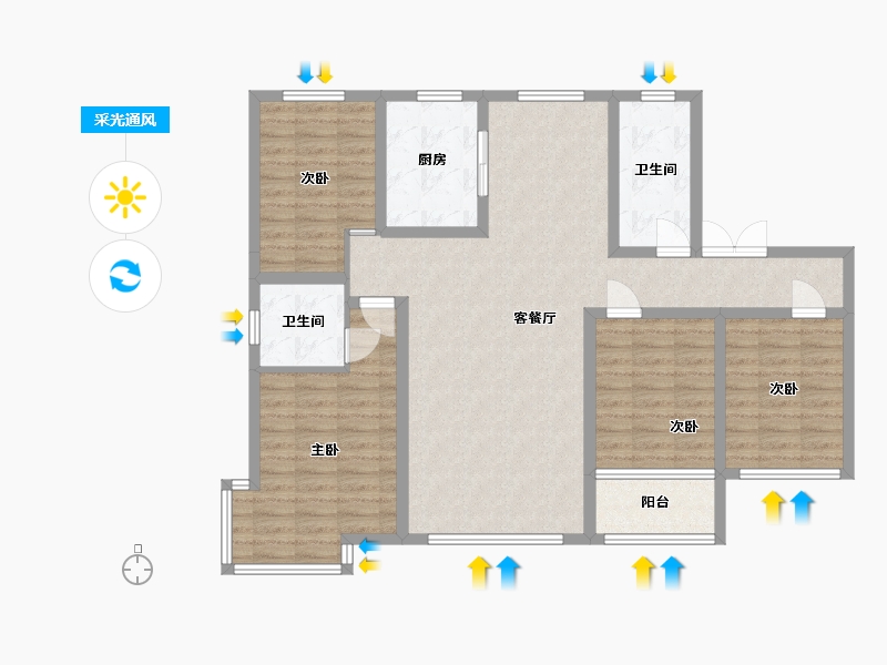 青海省-海东市-嘉和鸿府-111.13-户型库-采光通风