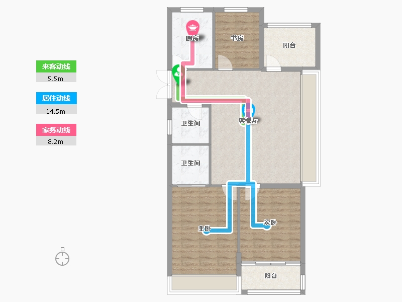 浙江省-绍兴市-阳光龙庭-95.60-户型库-动静线