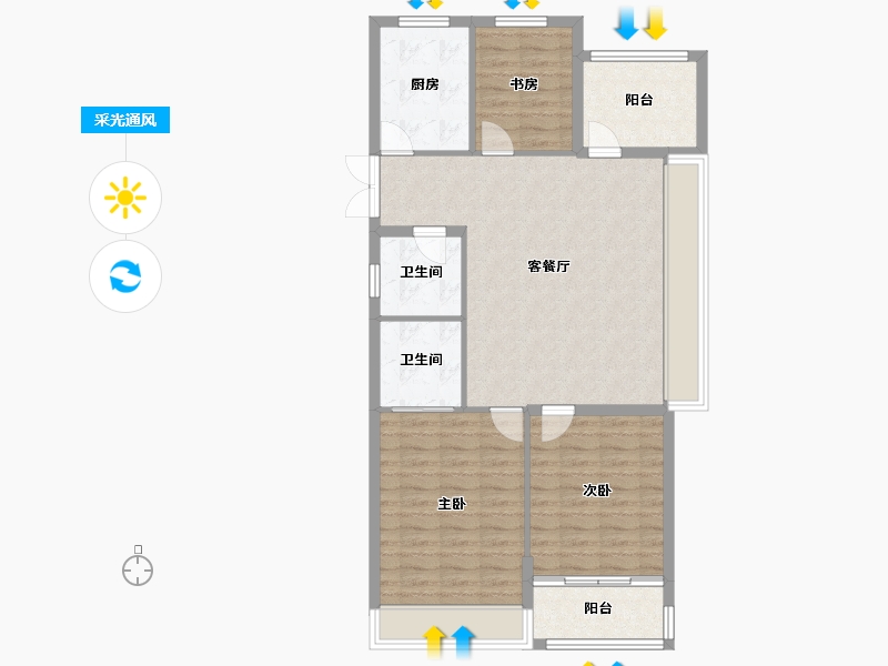 浙江省-绍兴市-阳光龙庭-95.60-户型库-采光通风