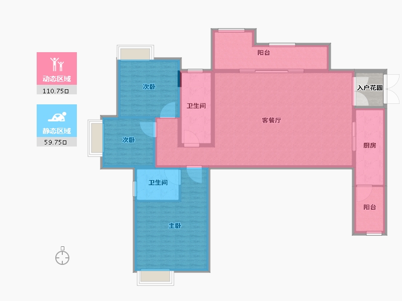 重庆-重庆市-金茂悦-160.01-户型库-动静分区