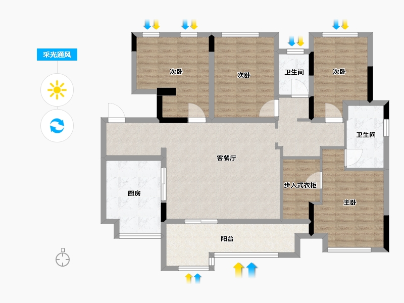 重庆-重庆市-新城·金科·桃李郡-119.00-户型库-采光通风