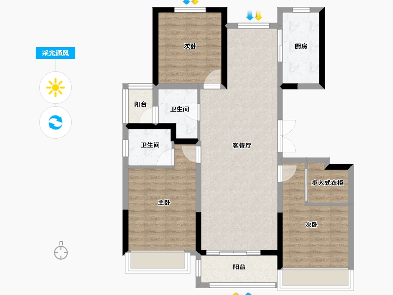 河南省-郑州市-融创华夏观澜壹号-92.20-户型库-采光通风