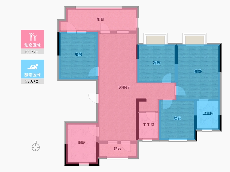 山西省-晋中市-红星天铂-105.14-户型库-动静分区