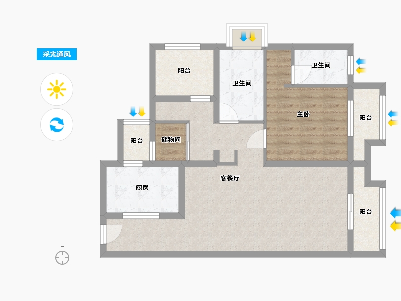 四川省-绵阳市-绵阳CBD万达广场-77.78-户型库-采光通风