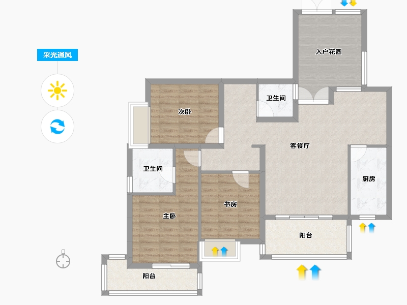 湖南省-长沙市-湘江世纪城 周女士-106.17-户型库-采光通风