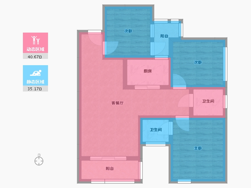 四川省-南充市-阳光天朗-65.83-户型库-动静分区