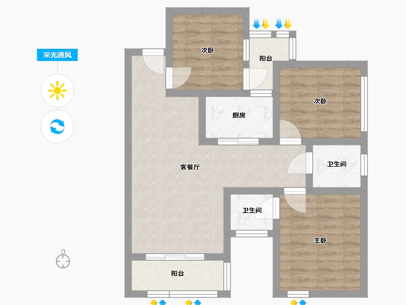 四川省-南充市-阳光天朗-65.83-户型库-采光通风