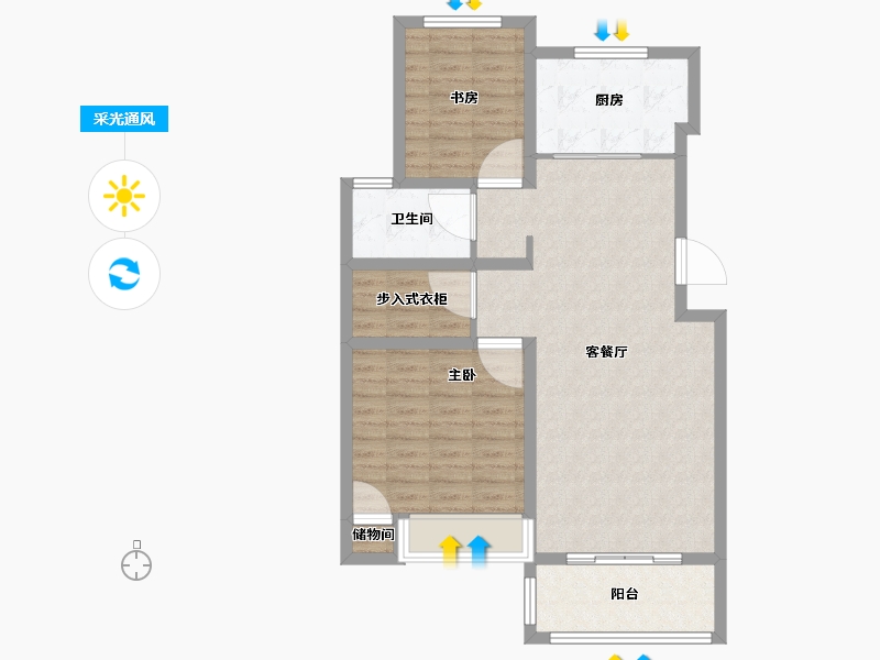 江苏省-南通市-瑞海幸福里-82.69-户型库-采光通风