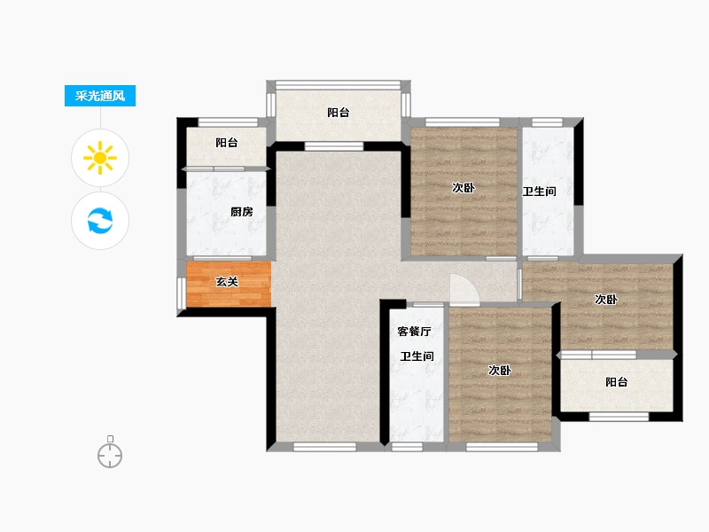 广东省-深圳市-京基御景珑庭-91.02-户型库-采光通风