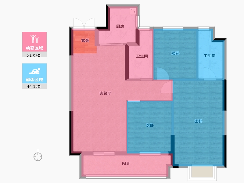 湖北省-武汉市-融侨方圆-85.85-户型库-动静分区