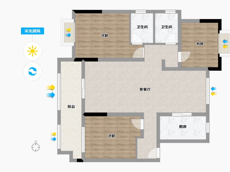 安徽省-铜陵市-四季景园-102.94-户型库-采光通风