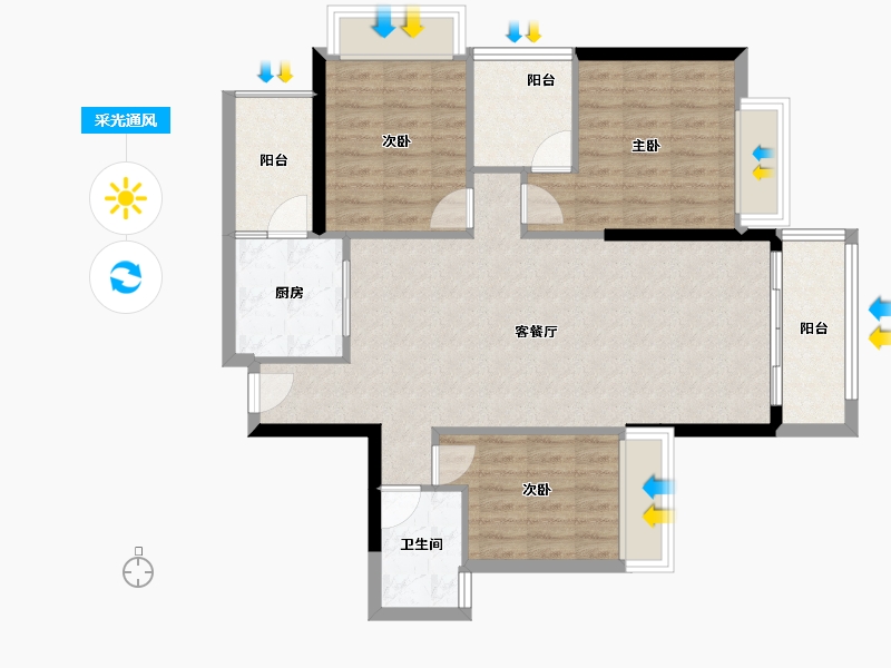 广东省-肇庆市-景峰家园-88.95-户型库-采光通风