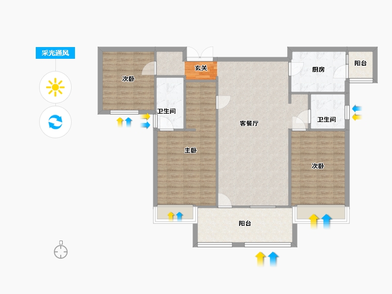 重庆-重庆市-金科金辉博翠山-112.78-户型库-采光通风