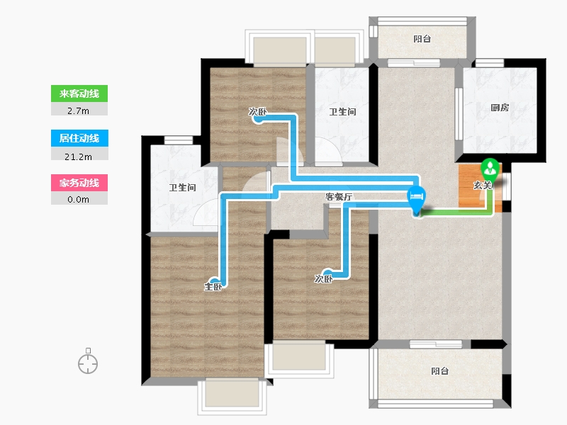 湖北省-武汉市-福星惠誉东湖城四期拾景-84.15-户型库-动静线