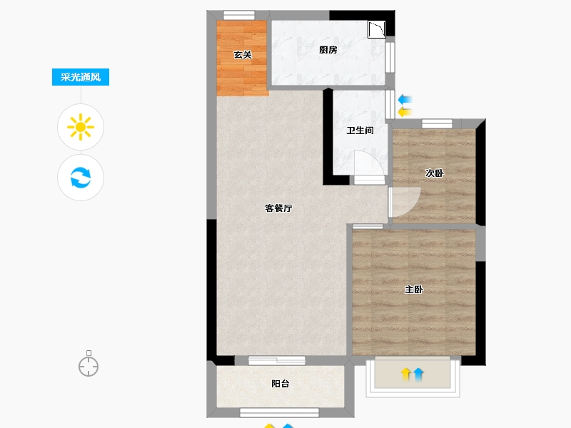 湖北省-武汉市-首开光明国风上观-54.36-户型库-采光通风