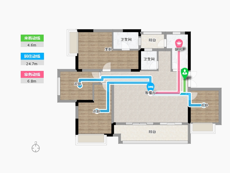 四川省-成都市-成都市新津县花源镇紫云路-117.98-户型库-动静线