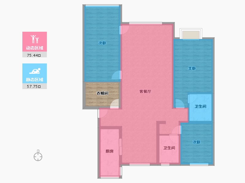 内蒙古自治区-包头市-海威小区-127.27-户型库-动静分区