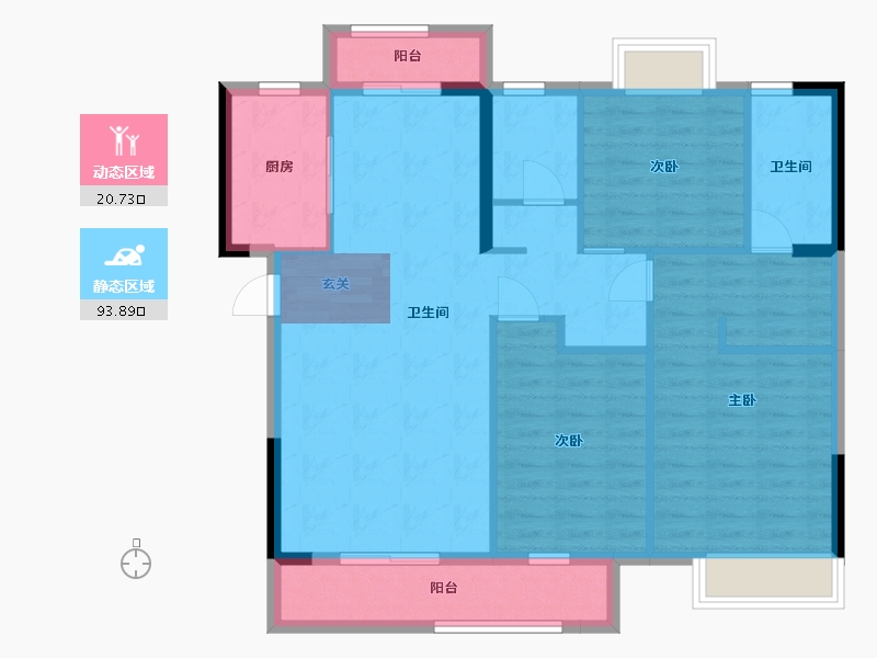 湖北省-武汉市-宝业星毓府-101.05-户型库-动静分区