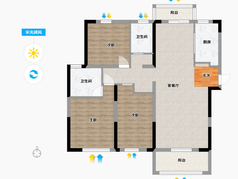 湖北省-武汉市-正商书香华府-103.77-户型库-采光通风