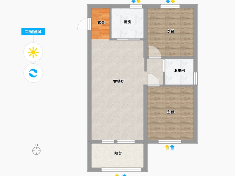 河北省-沧州市-花语馨苑-58.46-户型库-采光通风