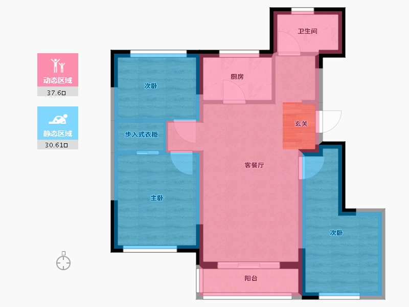 辽宁省-大连市-金科金弘基集美郡-59.82-户型库-动静分区