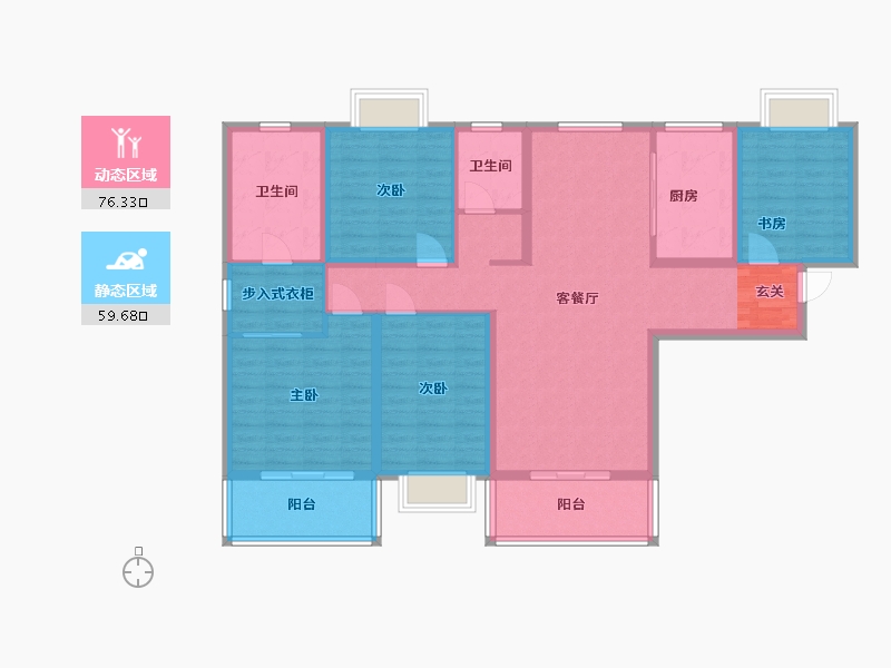 湖北省-武汉市-美好长江首玺・汉玺-121.60-户型库-动静分区