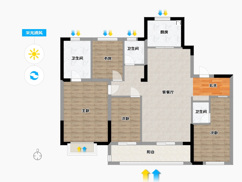 江苏省-南京市-中建熙元府-113.44-户型库-采光通风