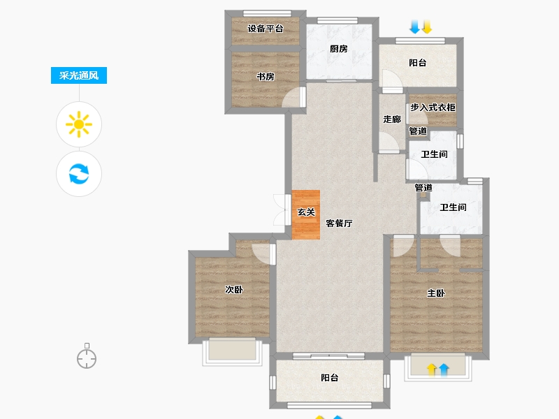 江苏省-南京市-北大资源颐和翡翠府-103.73-户型库-采光通风