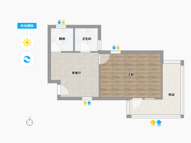 上海-上海市-江桥二村-43.88-户型库-采光通风