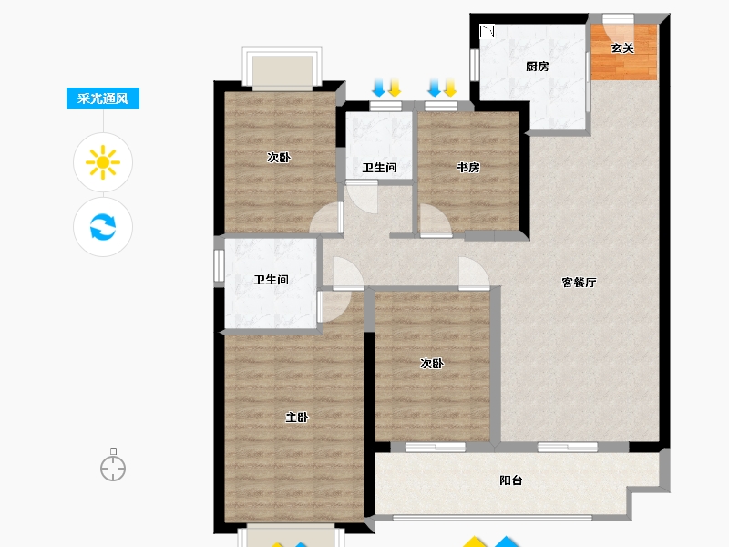 江苏省-南京市-雅居乐雅尊府-112.01-户型库-采光通风