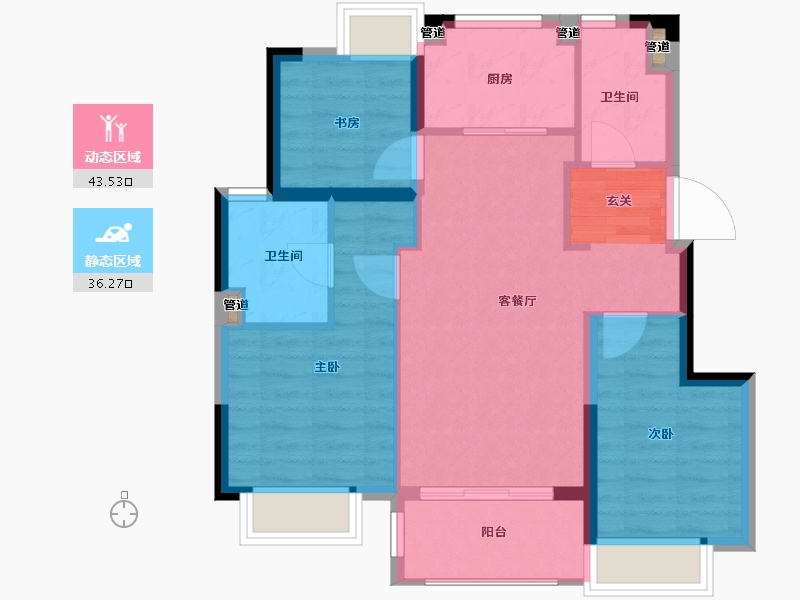 江苏省-南京市-湖光晨樾-71.99-户型库-动静分区