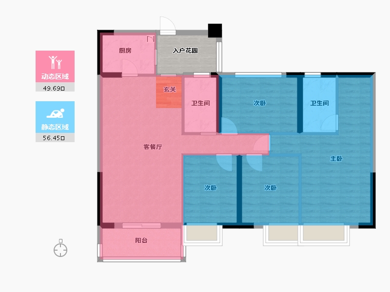 福建省-漳州市-大唐名门印象-100.62-户型库-动静分区