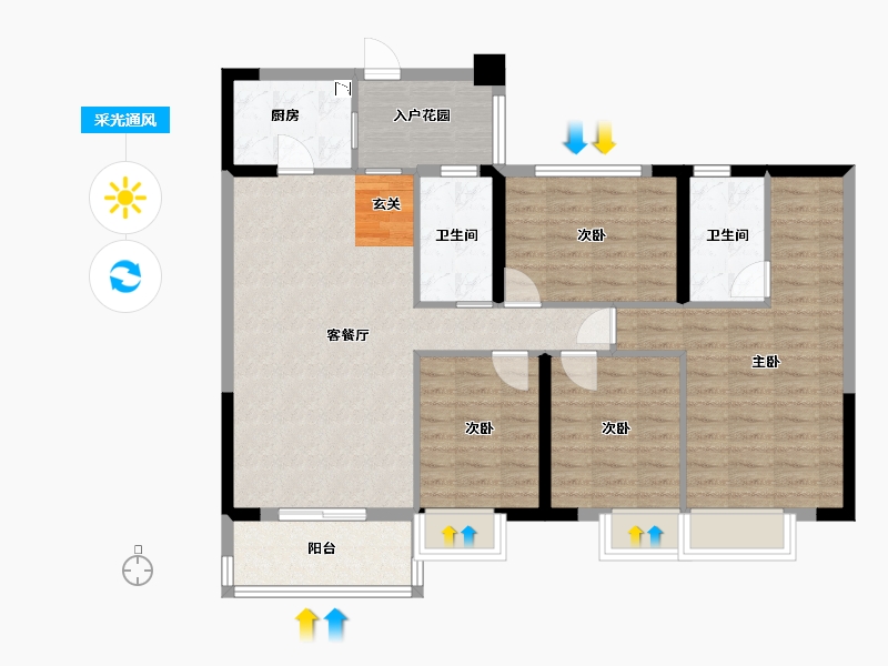 福建省-漳州市-大唐名门印象-100.62-户型库-采光通风