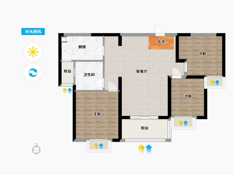 福建省-福州市-平潭恒大名都-85.76-户型库-采光通风