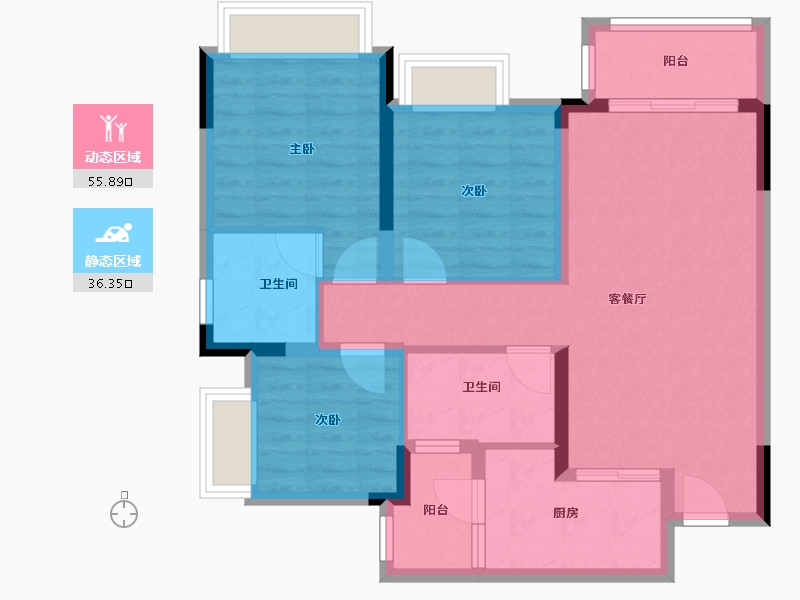 重庆-重庆市-翰学融府-82.00-户型库-动静分区