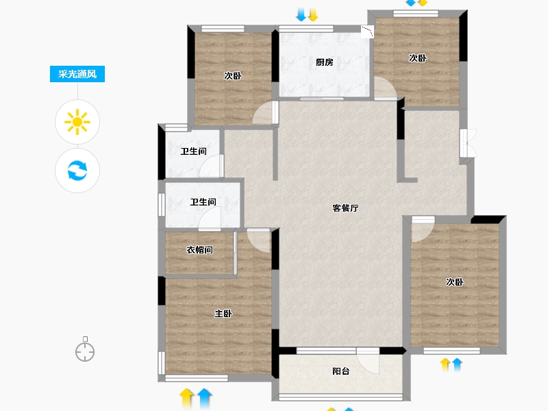 辽宁省-沈阳市-保利和光尘樾-117.18-户型库-采光通风